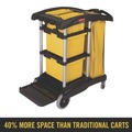 Labor Day Sale | Rubbermaid Commercial HYGEN FG9T7300BLA 22 in. x 48-1/4 in. x 44 in. Hygen M-Fiber Healthcare Cleaning Cart - Black/Yellow/Silver image number 4