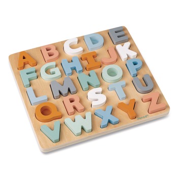 Janod J04412 Sweet Cocoon Ages 2 to 6 Double-Sided Chunky Alphabet Puzzle