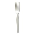 Cutlery | Boardwalk BWKFORKWHPSIW Heavyweight Wrapped Polystyrene Plastic Fork Cutlery - White (1000/Carton) image number 1