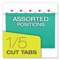 File Folders | Pendaflex 04152 1/5 AQU 1/5-Cut Tabs Colored Reinforced Hanging Folders - Letter Size/Aqua (25/Box) image number 3