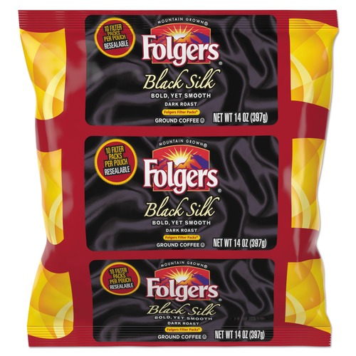 Coffee | Folgers 2550000016 1.4 oz. Coffee Filter Packs - Black Silk (40/Carton) image number 0