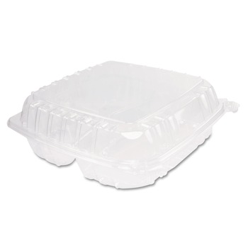 Dart C95PST3 ClearSeal 9.4 in. x 8.9 in. x 3 in. 3-Compartments Hinged-Lid Plastic Containers (200/Carton)