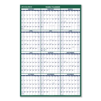 AT-A-GLANCE PM310-28 12-Month (Jan to Dec): 2026 32 in. x 48 in. Vertical Erasable Wall Planner - White/Green Sheets