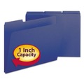 File Folders | Smead 21541 1 in. Expansion Assorted 1/3-Cut Tabs Letter Size Expanding Recycled Heavy Pressboard Folders - Dark Blue (25/Box) image number 2