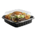 Food Trays, Containers, and Lids | Anchor 4118501 33 oz. 8.46 in. x 3.16 in. Plastic Crisp Foods Technologies Containers - Clear/Black (180/Carton) image number 3