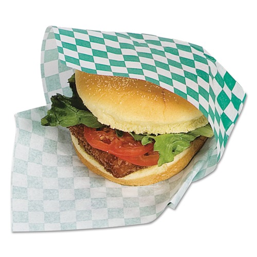 Food Wraps | Bagcraft P057950 Grease-Resistant Paper Wraps And Liners, 12 X 12, Green Check, 1,000/box, 5 Boxes/carton image number 0