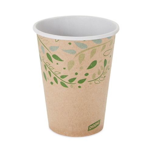 Cups and Lids | Dixie 2342R 12 oz Paper EcoSmart Recycled Fiber Hot/Cold Cups - Kraft/Green (1000/Carton) image number 0