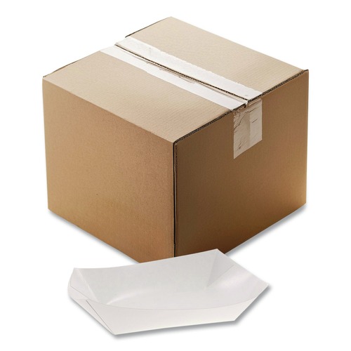 Food Trays, Containers, and Lids | Pactiv Corp. 000000000000023863 6 in. x 4 in. x 1.5 in. No. 12 Beers Tray Paper Paperboard Food Tray - White (300/Carton) image number 0