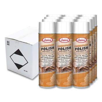 Claire CL811 19 oz. Aerosol Spray Furniture Polish with Lemon Oil - Lemon Scent (12/Carton)