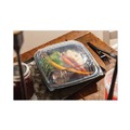 Food Trays, Containers, and Lids | Pactiv Corp. DC858100B000 38 oz 8.5 x 8.5 x 3 EarthChoice Vented Dual Color Microwavable Plastic Hinged Lid Container - Black/Clear (150/Carton) image number 6