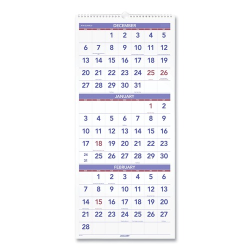 Back to School Sale | AT-A-GLANCE PM11-28 14-Month: Dec 2025 to Jan 2027 12 in. x 27 in. Vertical Orientation Deluxe 3-Month Reference Wall Calendar - White Sheets image number 0