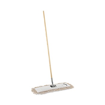 Boardwalk BWKM245C 24 in. x 5 in. Cotton Head 60 in. Wood Handle Cotton Dry Mopping Kit - Natural (1-Kit)