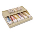 Retail Store Supplies | CONTROLTEK 500014 10 in. x 8.5 in. x 3 in. 6-Compartments Steel Coin Wrapper and Bill Strap Single-Tier Rack - Pebble Beige image number 2