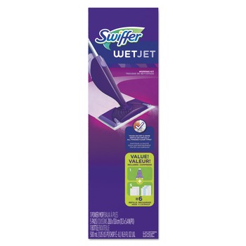 MOPS | Swiffer 92811 WetJet 11 in. x 5 in. Cloth Head, 46 in. Aluminum/Plastic Handle Mop - White/Purple/Silver (2/Carton)