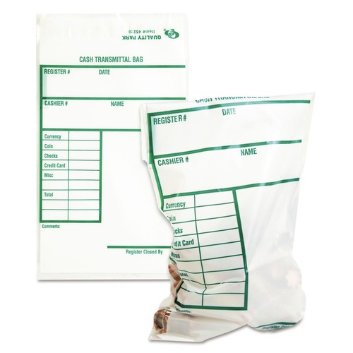 Office & Office Supplies | Quality Park QUA45220 6 x 9 Printed Info Block Cash Transmittal Bags - Clear (100/Pack) image number 0