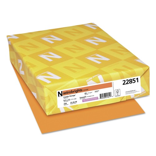 Copy & Printer Paper | Astrobrights 22851 65 lbs. 8.5 in. x 11 in. Colored Cardstock - Cosmic Orange (250/Pack) image number 0