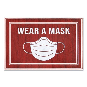 FLOOR MATS | Apache Mills 3984528942X3 24 in. x 36 in. Wear A Mask Message Floor Mats - Red/White