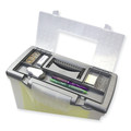 File Folders | Storex 61511U01C 14.5 in. x 10.5 in. x 12 in. Portable Letter/Legal File Box with Organizer Lid - Clear/Silver image number 3