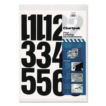 Chartpak 01193 4 in. H Self Adhesive Press-On Vinyl Numbers - Black (23/Pack)