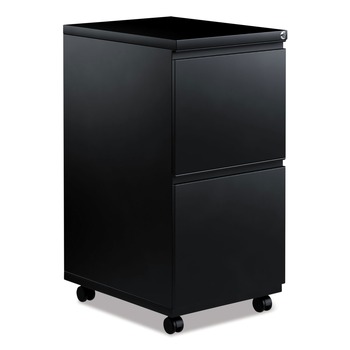 Alera ALEPBFFBL 14.96 in. x 19.29 in. x 27.75 in. 2 Legal/Letter-Size File Drawers Left or Right File Pedestal with Full-Length Pull - Black