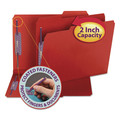 File Folders | Smead 14936 2 in. Expansion Colored Pressboard Folders with 2 SafeSHIELD Fasteners - Letter Size/Bright Red (25/Box) image number 1