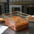 Food Trays, Containers, and Lids | Carlisle 10422B13 10.38 in. x 12.75 in. x 6 in. 8.7 qt StorPlus High Heat Plastic Food Pan - Amber image number 3
