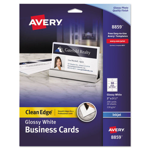 Labels | Avery 08859 Clean Edge 2 in. x 3.5 in. True Print Business Cards - Glossy White (200/Pack) image number 0