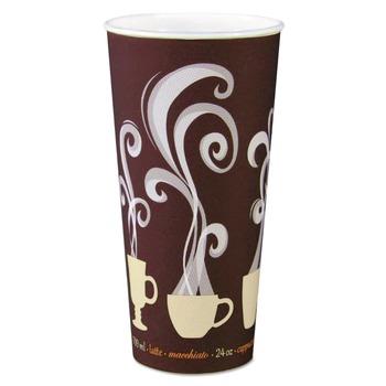  | Dart DWTG24ST Thermoguard 24 oz. Insulated Paper Hot Cups - Steam Print (600/Carton)