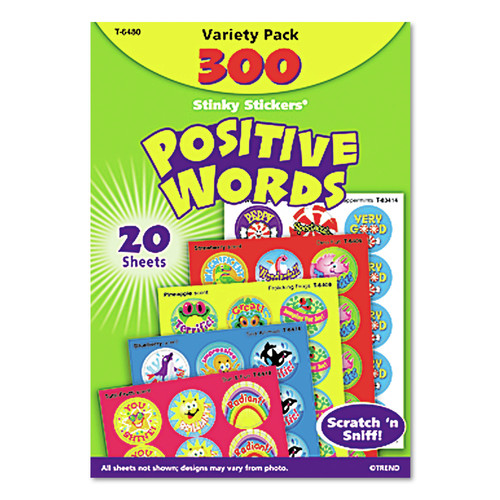 Arts & Crafts Supplies | TREND T6480 Positive Words Stinky Stickers Variety Pack - Assorted Colors (300/Pack) image number 0