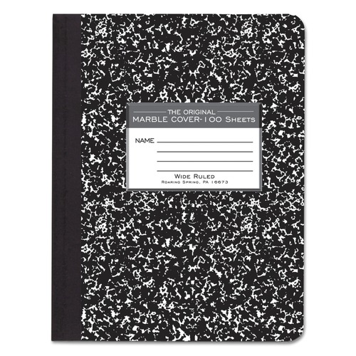 Notebooks & Pads | Roaring Spring 77230 9.75 x 7.5 Sheets (100) Wide/Legal Rule Composition Book - Black Marble Cover image number 0
