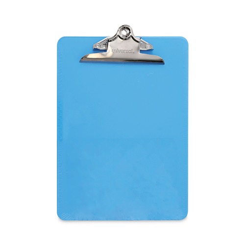 Clipboards | Universal UNV40307 1.25 in. Clip Capacity 8.5 in. x 11 in. Plastic Clipboard with High Capacity Clip - Translucent Blue image number 0