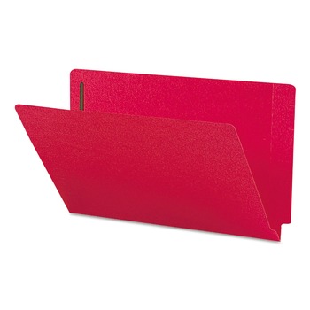 Smead 28740 0.75 in. Expansion Heavyweight Colored End Tab Fastener Folders - Red Exterior/Legal Size (50/Box)