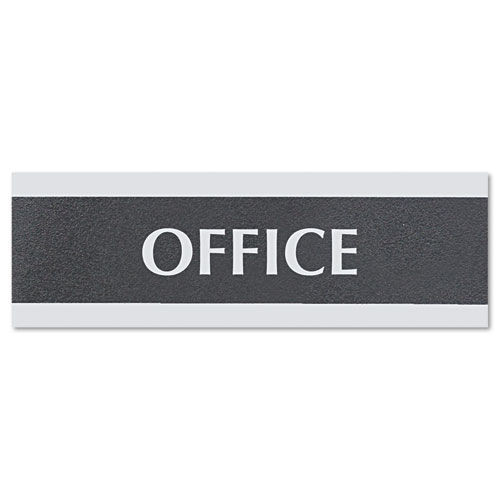 Floor Signs & Safety Signs | Headline Sign 4762 Century Series 9 in. x 3 in. Office Sign - Black/Silver image number 0