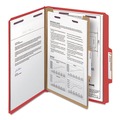 File Folders | Smead 13731 4-Section Pressboard Top Tab Classification Folders with 4 SafeSHIELD Fasteners - Letter Size/Bright Red (10/Box) image number 1