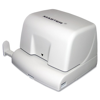 Master EP210 EP210 1/4 in. Holes 12-Sheet Electric/Battery-Operated Two-Hole Punch - Beige