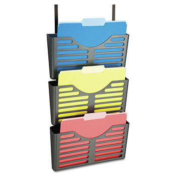  | Officemate 29314 13.5 in. x 6 in. x 28 in. VerticalMate Letter Size 3-Section Cubicle Wall File Pocket - Charcoal (3/Pack)