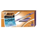 Pens | BIC GSMG11-PE Round Stic Grip Xtra Comfort Medium 1.2 mm Stick Easy-Glide System Ballpoint Pen - Purple Ink/Gray/Purple Barrel (1-Dozen) image number 0