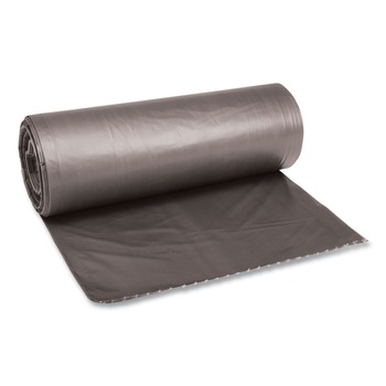 TRASH WASTE BINS | Boardwalk H7658TGKR01 Low Density 0.95 mil 60 Gallon 38 in. x 58 in. Waste Can Liners - Gray (100/Carton)