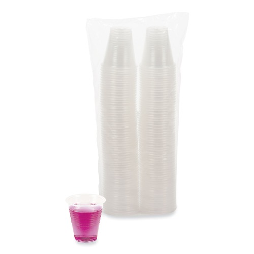 Just Launched | Boardwalk BWKTRANSCUP3CT 3 oz. Polypropylene Plastic Cold Cups - Translucent (125/Bag, 20 Bags/Carton) image number 0