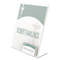 Desk Shelves | Deflecto 590601 8.5 in. x 4.5 in. x 11 in. Superior Image Slanted Sign Holder with Business Card Holder - Clear image number 2