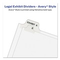 Back to School Sale | Avery 11378 11 in. x 8.5 in. 26-Tab Exhibit 1 to Exhibit 25 Avery Style Preprinted Legal Exhibit Bottom Tab Index Dividers - White (1-Set) image number 3