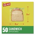 Food Service | Glad 57263 6.63 in. x 5.88 in. Zipper Food Storage Sandwich Bags - Clear (12 Boxes/Carton) image number 6
