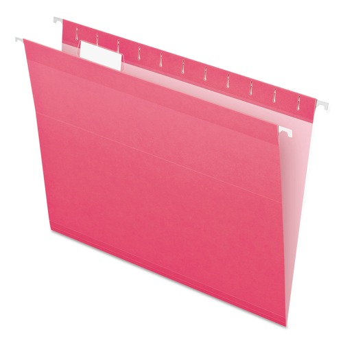 Just Launched | Pendaflex 04152 1/5 PIN 1/5-Cut Tabs Colored Reinforced Hanging Letter Folders - Pink (25/Box) image number 0