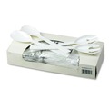 Cutlery | Tablemate W95PK4 9.5 in. Table Set Plastic Serving Forks and Spoons - White (48/Pack) image number 0