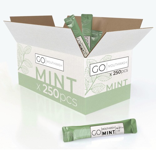 Skin Care & Hygiene | Go Mouthwash MW250 0.37 oz. Individual Mouthwash Packets - Mint Flavor (250/Box) image number 0