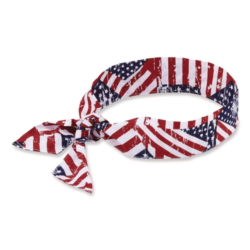 Safety & First Aid | Ergodyne 12303 Chill-Its 6700 Cooling Bandana Polymer Tie Headband, One Size Fits Most, Stars and Stripes image number 0