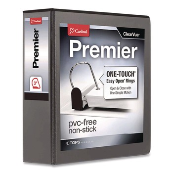 Cardinal 10331 Premier Easy Open 3 in. Capacity 11 in. x 8-1/2 in. 3 Ring ClearVue Locking Slant-D Ring Binder - Black