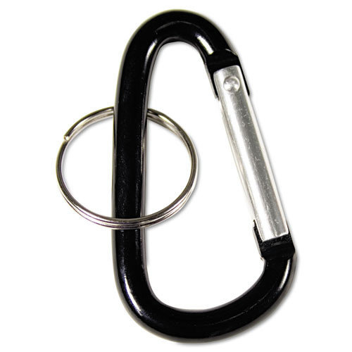 Label & Badge Holders | Advantus 75555 (10) 1 in. x 2 in. Carabiners (10) 1 in. Diameter Key Rings Aluminum Carabiner Key Chains - Black/Silver (10/Pack) image number 0