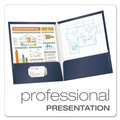 File Folders | Oxford 51743 100-Sheet Capacity 11 in. x 8.5 in. High Gloss Laminated Paperboard Folder - Navy (25/Box) image number 1