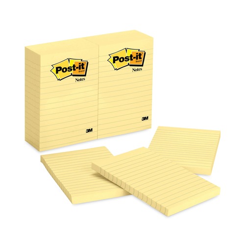 Back to School Sale | Post-it Notes 660 4 in. x 6 in. Note Ruled Original Pads - Canary Yellow (12 Pads/Pack) image number 0